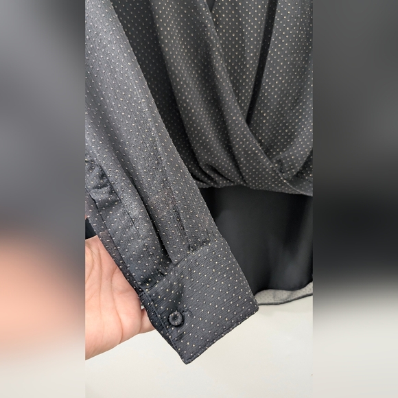 Tristan Sheer Black Blouse with Polka Dots - Picture 3 of 5